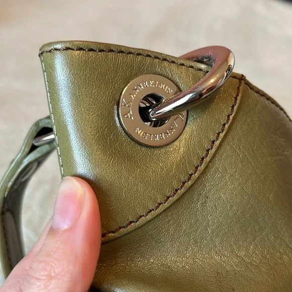 Anne Klein Leather Purse Shoulder Bag Army Olive Green - Picture 6 of 13